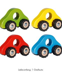 Goki Baby-Greifauto aus Holz, mit Gummireifen